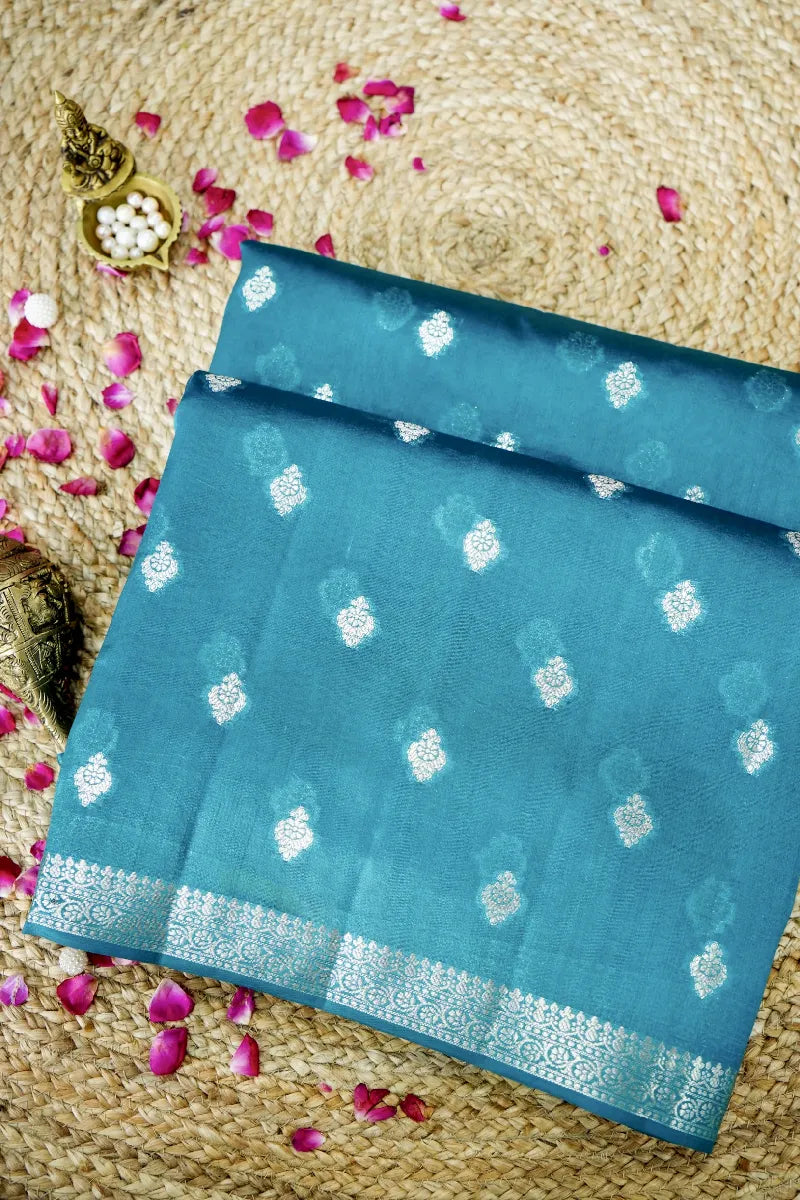 RAMA GREEN COLOR PURE DUPIAN SILK SAREE
