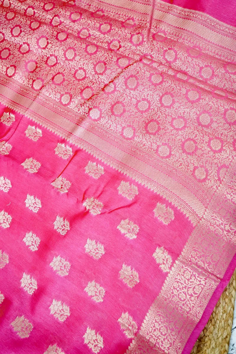BABY PINK COLOR PURE DUPIAN SILK SAREE
