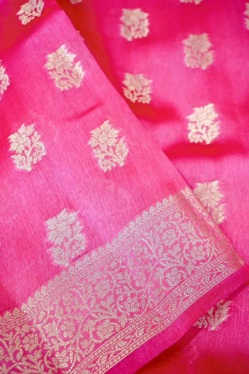 BABY PINK COLOR PURE DUPIAN SILK SAREE