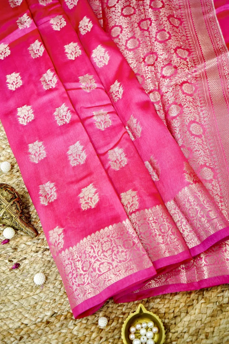 BABY PINK COLOR PURE DUPIAN SILK SAREE