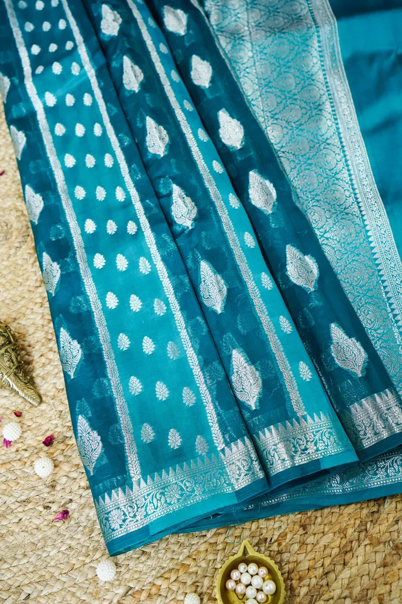 RAMA GREEN COLOR PURE MANGO SILK SAREE
