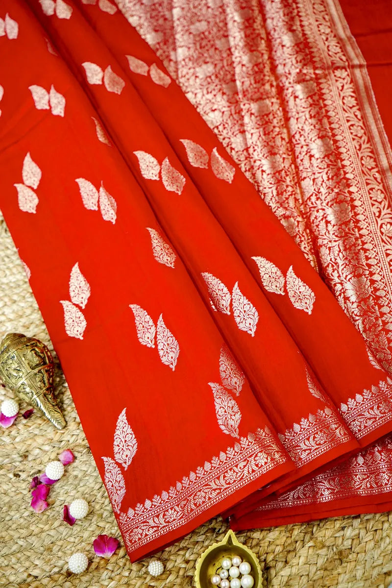 RED COLOR PURE CHINIYA SILK SAREE