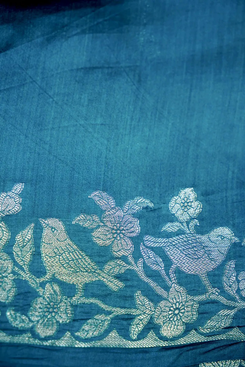 RAMA GREEN COLOR PURE CHINIYA SILK SAREE