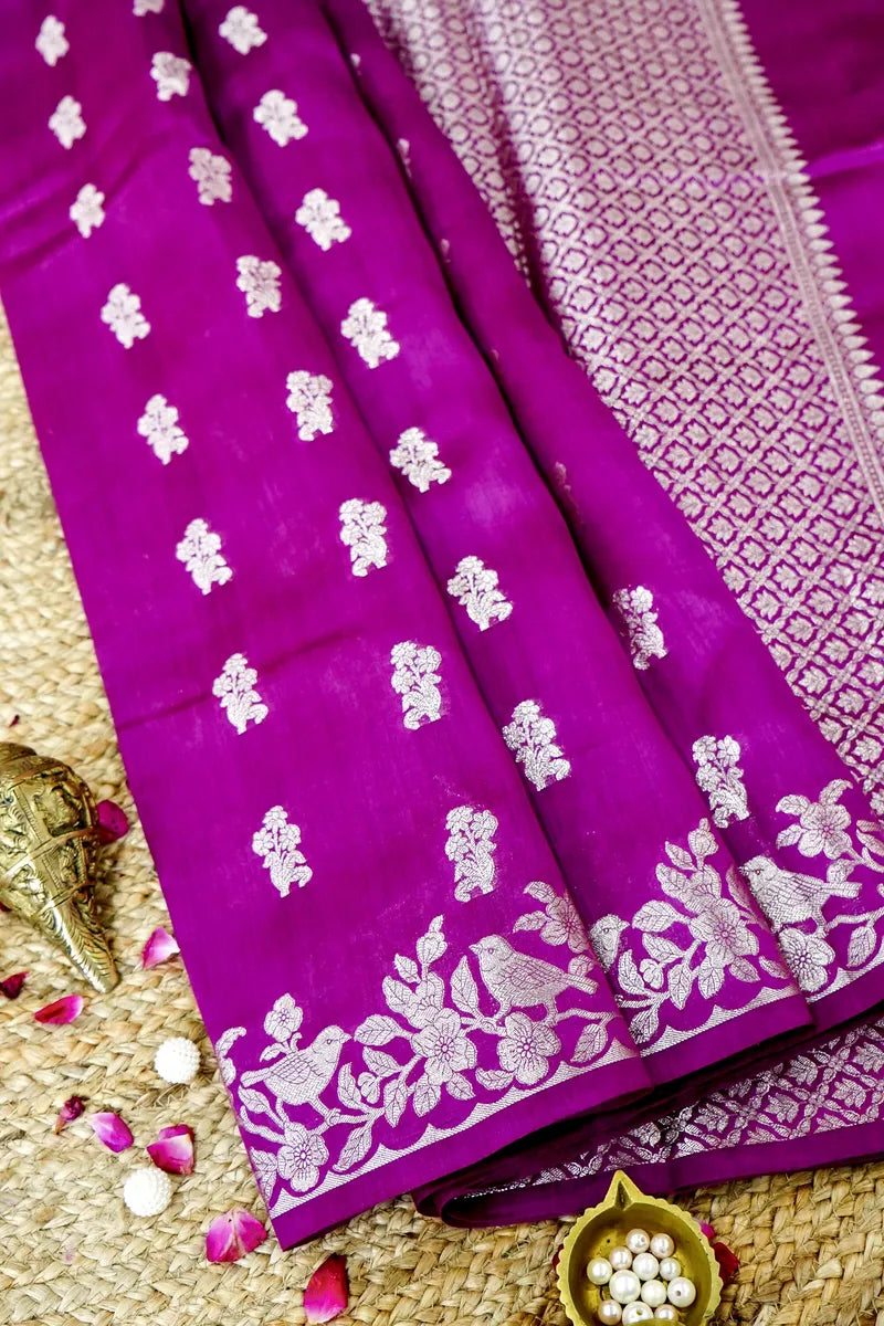 ONION PINK COLOR PURE CHINIYA SILK SAREE