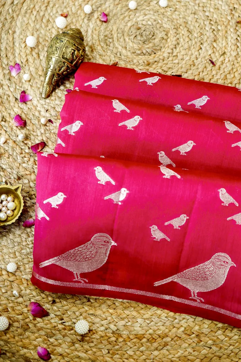 PINK COLOR PURE CHINIYA SILK SAREE