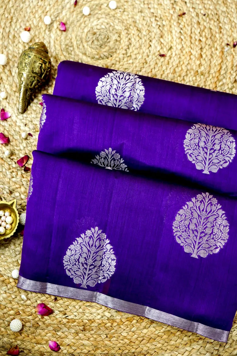 PURPLE COLOR PURE CHINIYA SILK SAREE