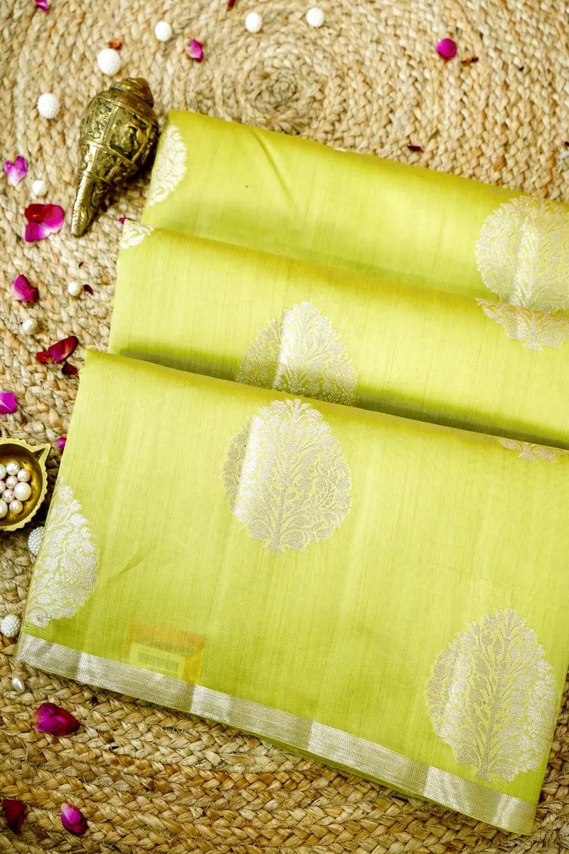 PISTA COLOR PURE CHINIYA SILK SAREE