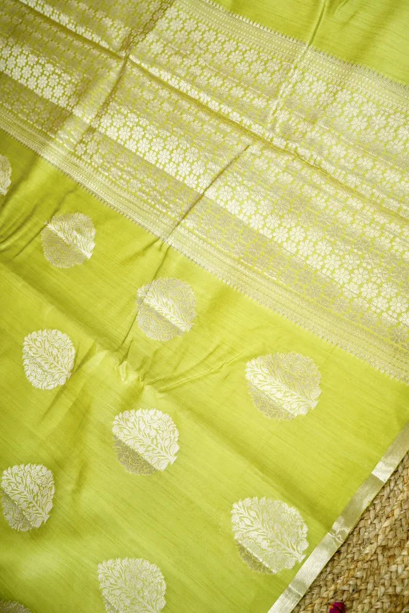 PISTA COLOR PURE CHINIYA SILK SAREE