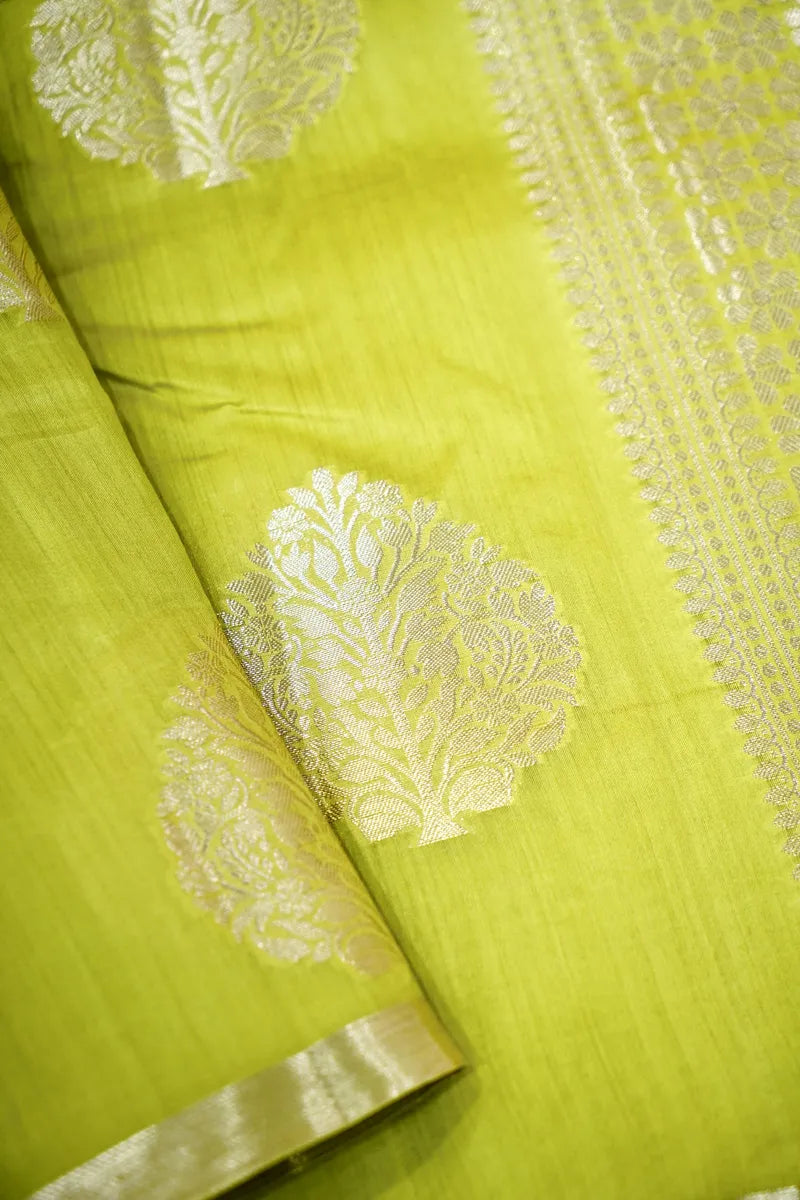 PISTA COLOR PURE CHINIYA SILK SAREE