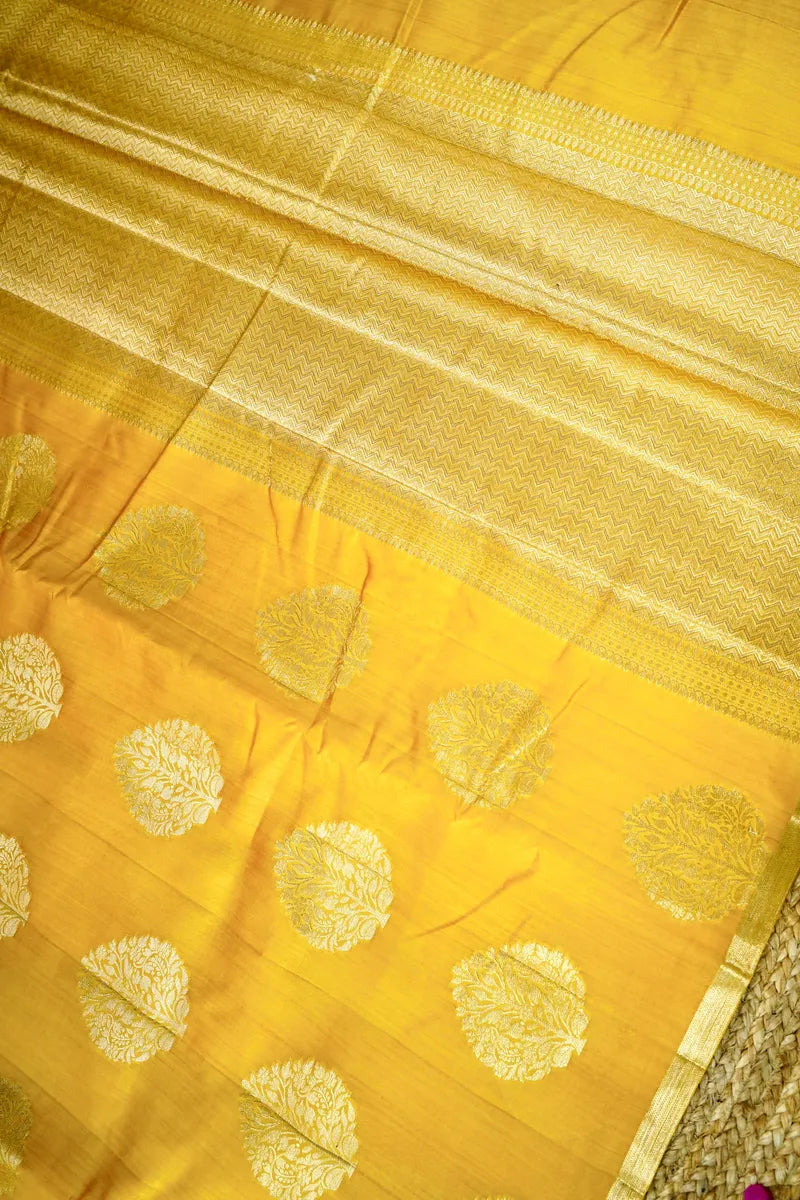 YELLOW COLOR PURE CHINIYA SILK SAREE
