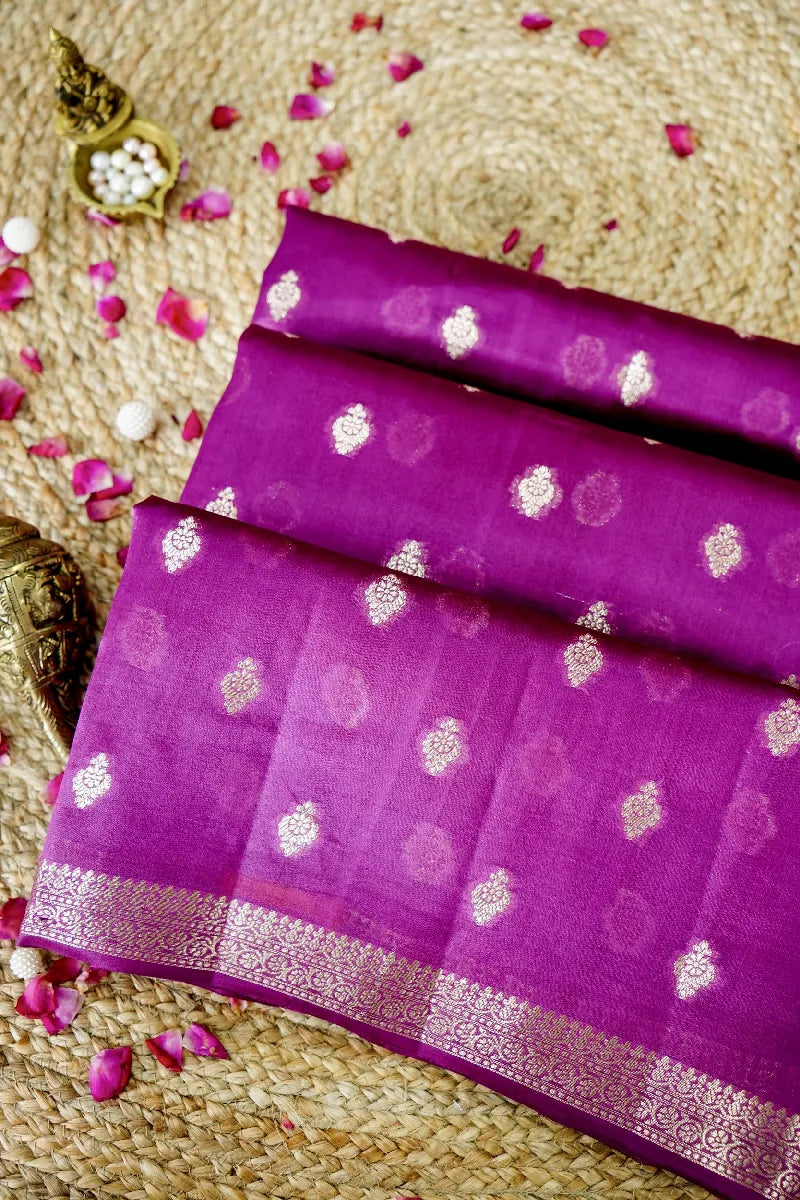 PURPLE COLOR PURE DUPIAN SILK SAREE
