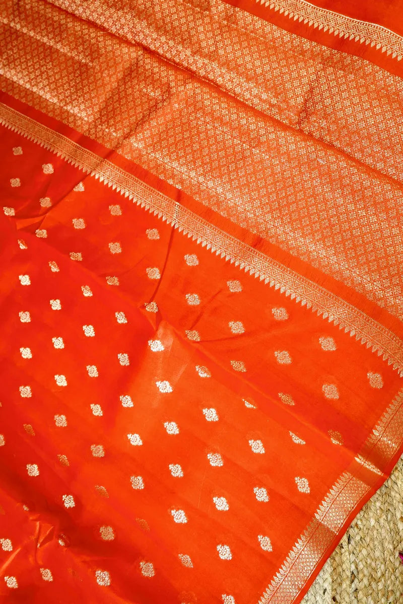 ORANGE COLOR PURE DUPIAN SILK SAREE
