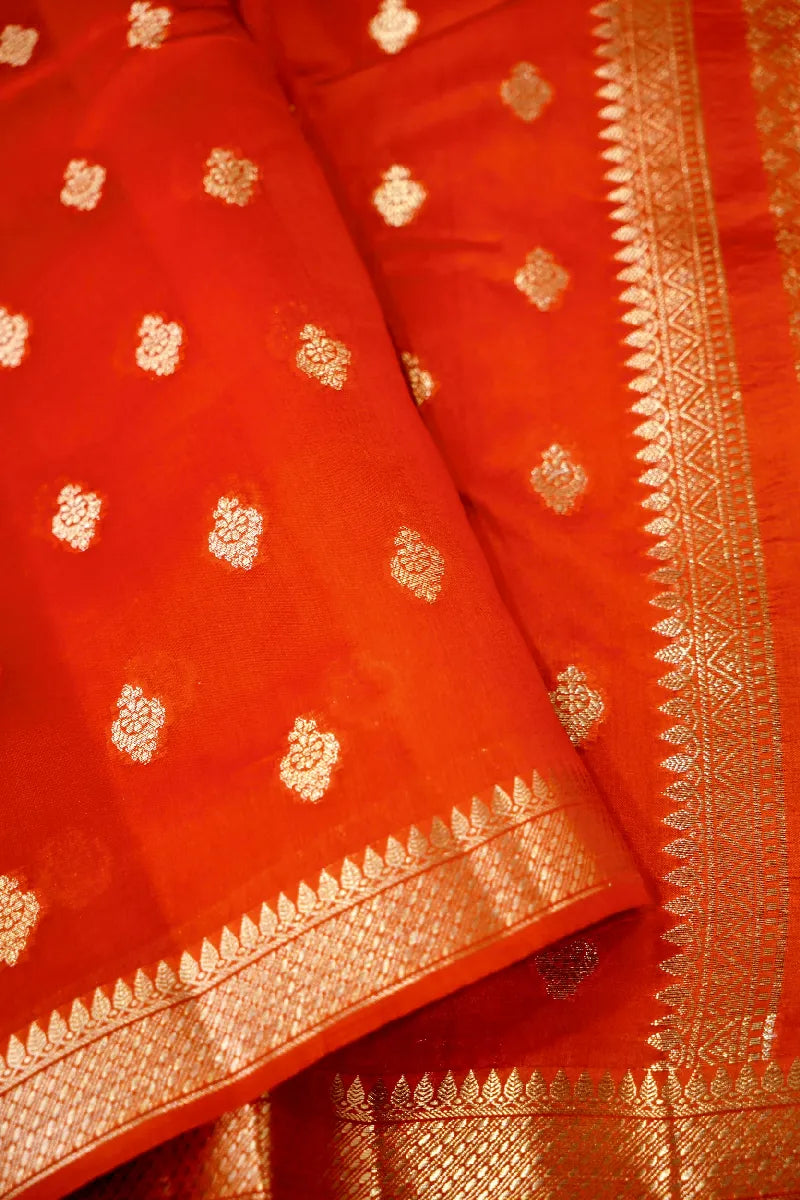 ORANGE COLOR PURE DUPIAN SILK SAREE