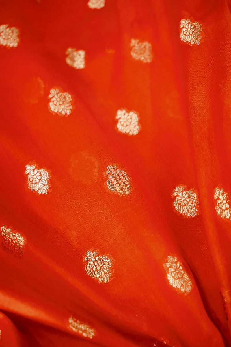 ORANGE COLOR PURE DUPIAN SILK SAREE