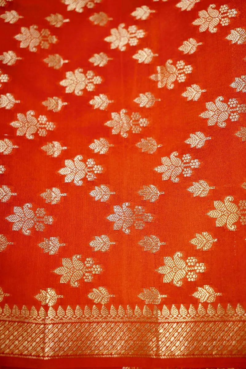 ORANGE COLOR PURE DUPIAN SILK SAREE