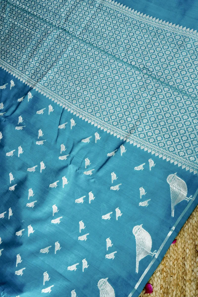 RAMA GREEN COLOR PURE CHINIYA SILK SAREE