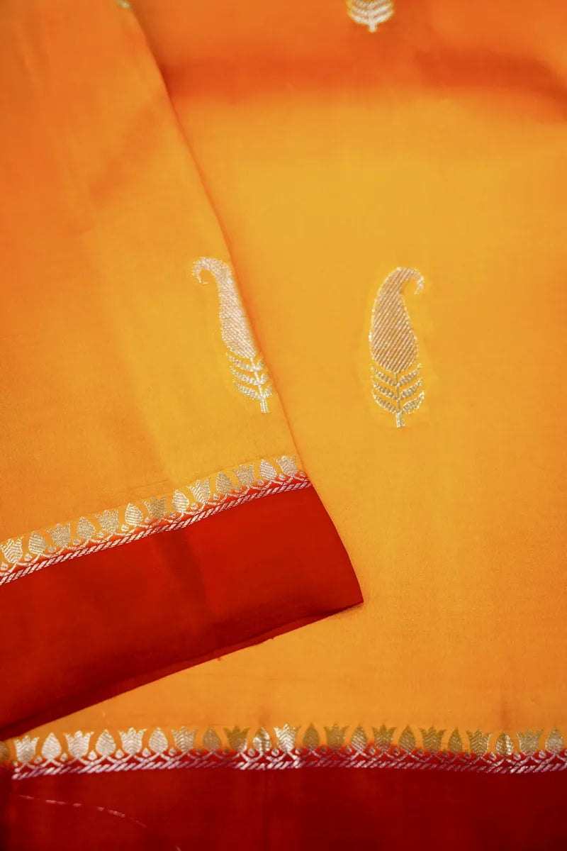 YELLOW WITH RED COLOR PURE MANGO SILK SAREE