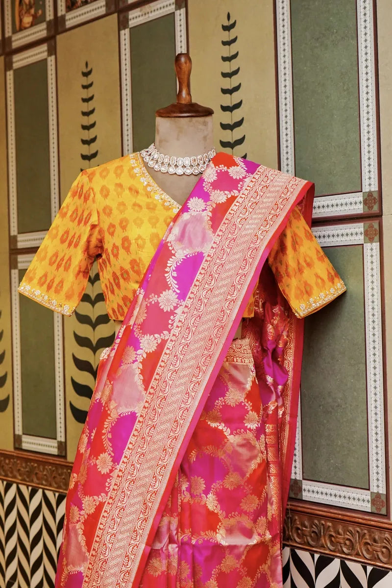 PURE BANARASI RANI SINGLE KATAN SILK SAREE