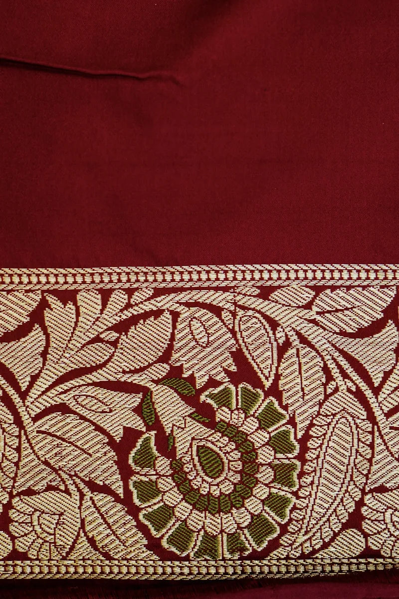 PURE BANARASI MAROON COLOR DOUBLE KATAN SILK SAREE